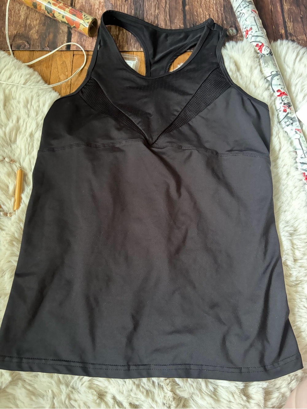 BCBGMaxAzria Black Racerback Tank Top with Mesh Inserts